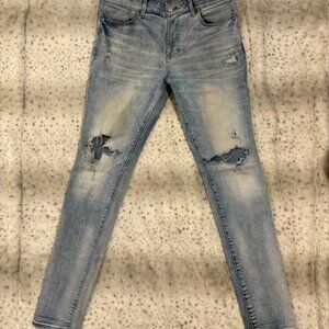 PacSun Stacked Skinny Light Blue Distressed Torn Denim Jeans